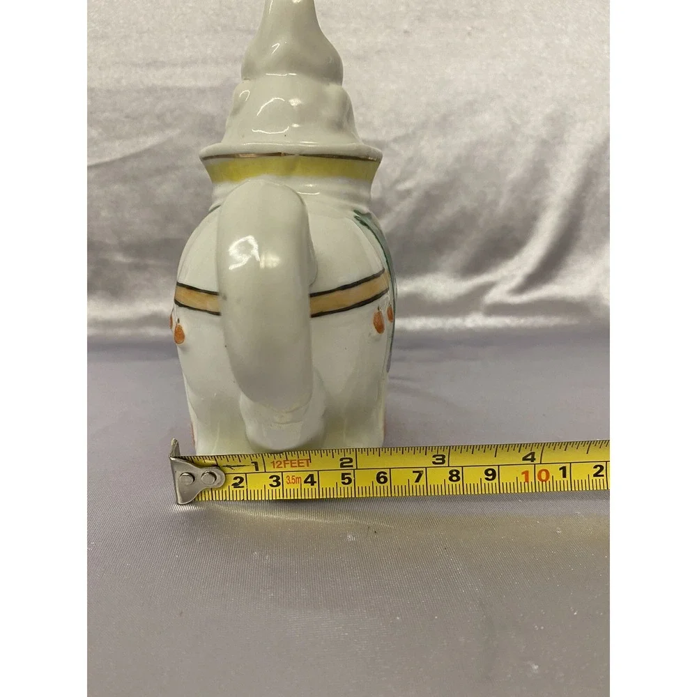 Elephant with Calf Hand Painted Figural Teapot - feng shui Good Luck Trunks Up